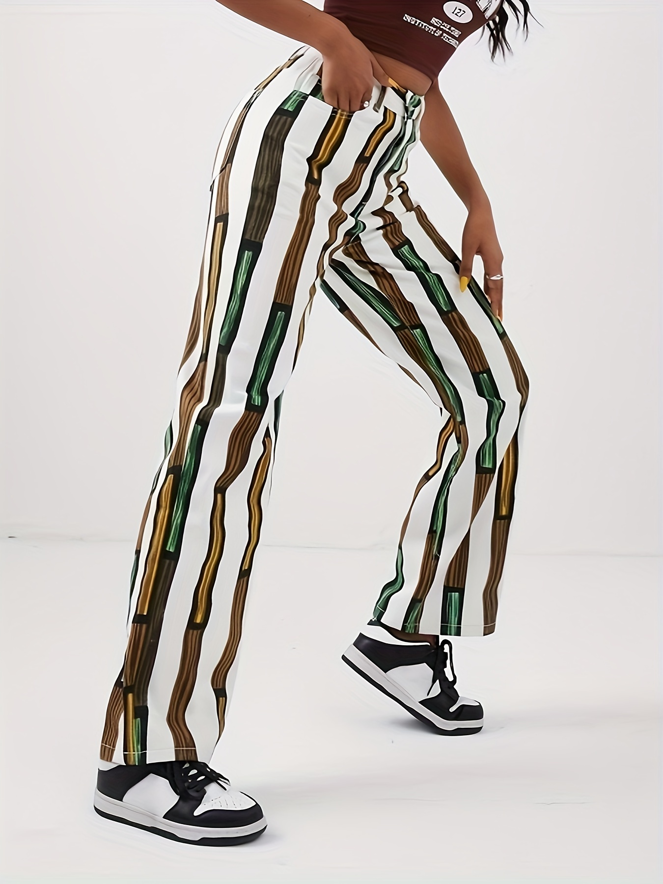 Multicolored Loose Fit Straight Jeans Non Stretch Slant - Temu