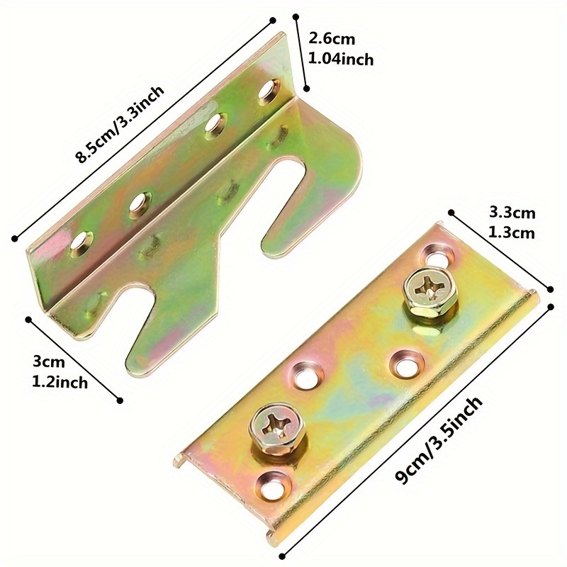 4pcs Heavy Duty Wood Bed Rail Hook Plates For Headboard And Footboard, Bed  Rail Fitting Bracket With Mounting Screws, Universal Hardware Claw Hook Pla