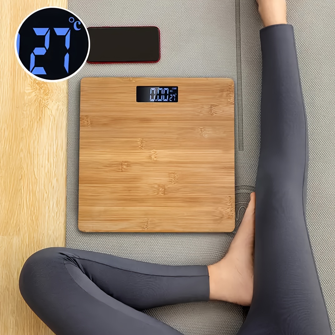 1pc Body Weight Scale, Bamboo Bathroom Scale For Weight Loss, High Accuracy Digital Body Scale With LED Display, 180kg/396lb, KG/LB, 11 Inch, Natural Bamboo Wood Digital Weight Scale, AAA Battery Not Included details 6