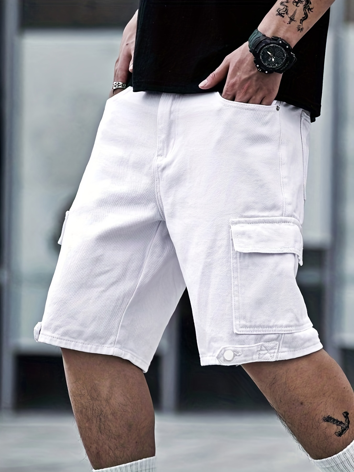  Pantalones cortos de carga a cuadros para hombres de