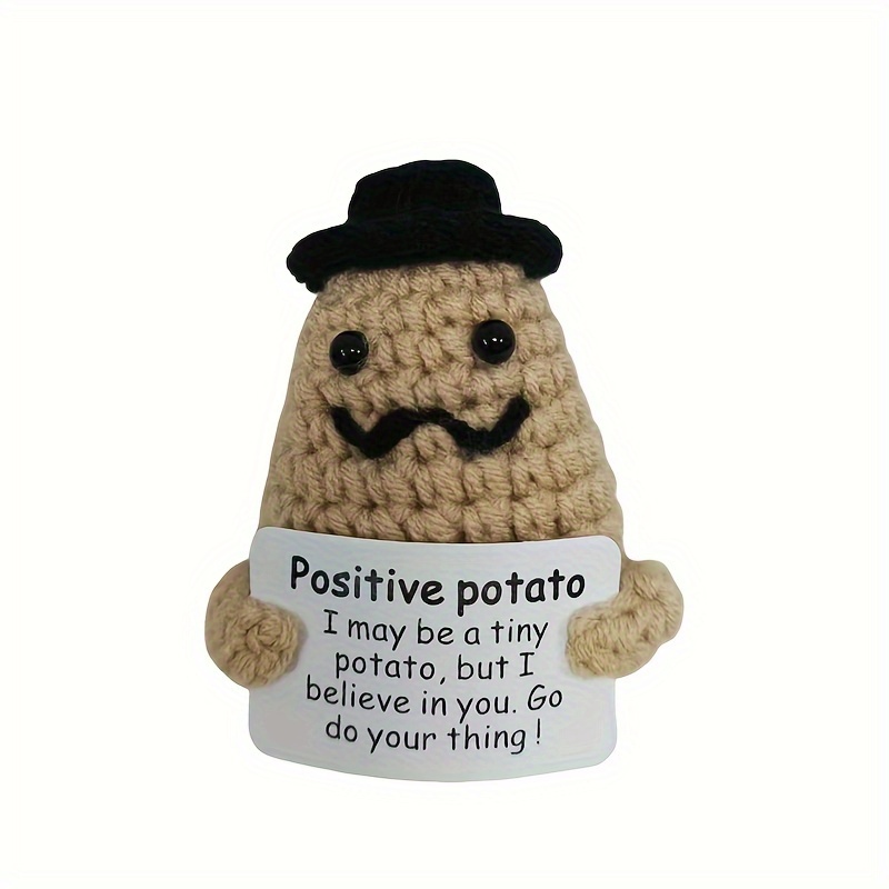  MHRYEZ Positive Potato Funny Crochet Gifts with Encouragement  Card for Cheer Up, Cute Things Birthday Gifts for Friends Valentine's Day  Decoration : Home & Kitchen