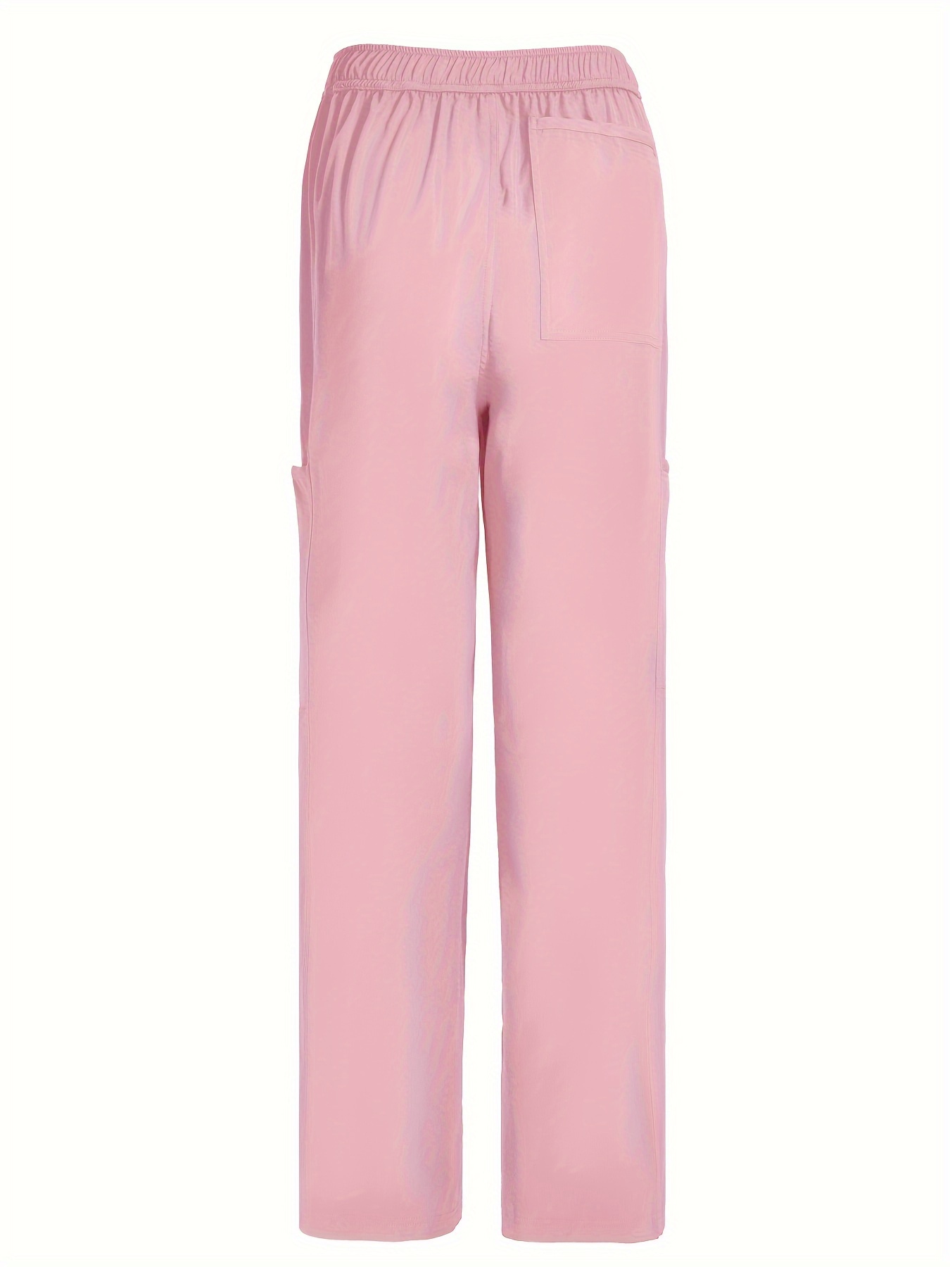 Solid Drawstring High Waist Scrub Pants Elegant Soft Pants - Temu United  Kingdom