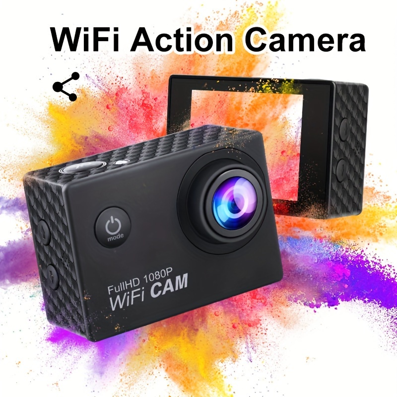 Waterproof Action Camera 4K-Ultra HD 60FPS 24MP 40M Underwater Helmet Vlog  WiFi Camera，8X Zoom Touch Dual Screen EIS Stabilization Cam/Wireless