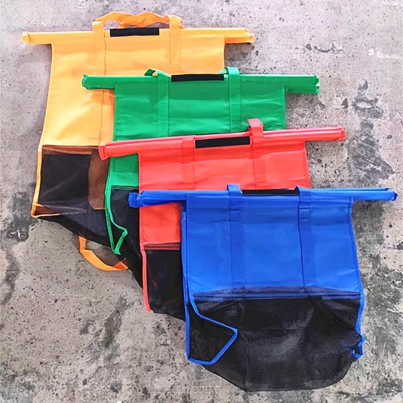 4pcs reusable cart trolley storage bag, supermarket shopping bag, foldable grocery shopping bag & sorting bag for travel use four different colors and different specifications have mesh models 0