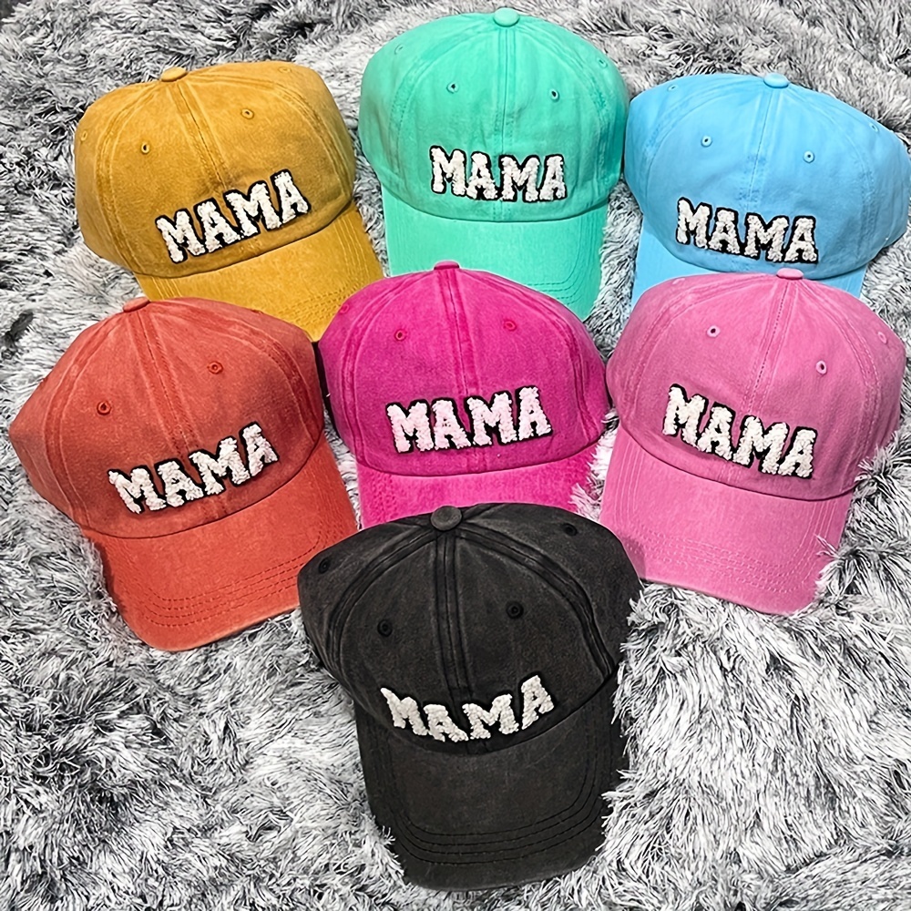 

Mama Patch Washed Baseball Cap Trend Candy Color Sun Hat Adjustable Sunscreen Dad Hats For Women