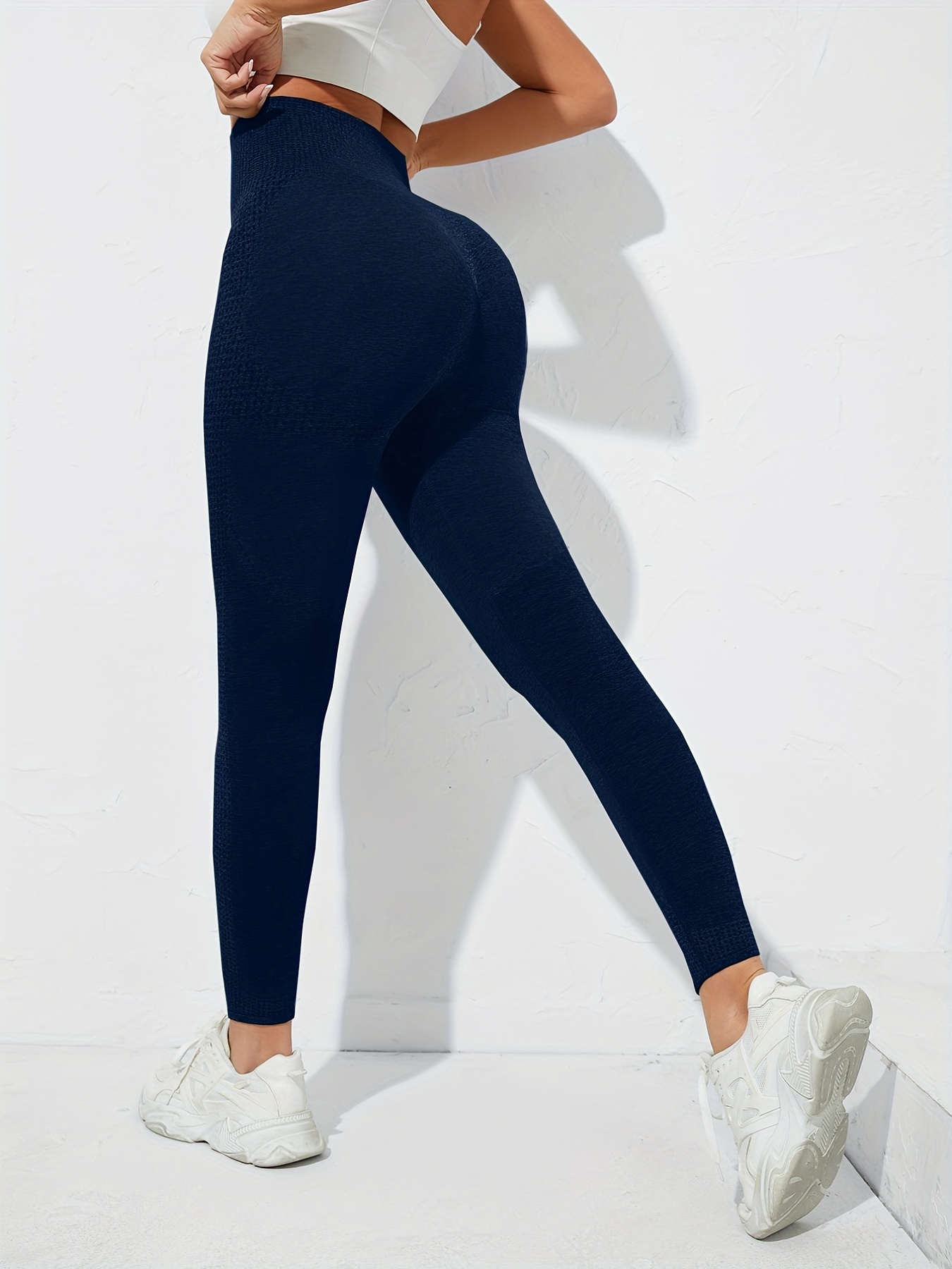 Women's Solid Color Yoga Leggings High Waist Yoga Pants - Temu Australia