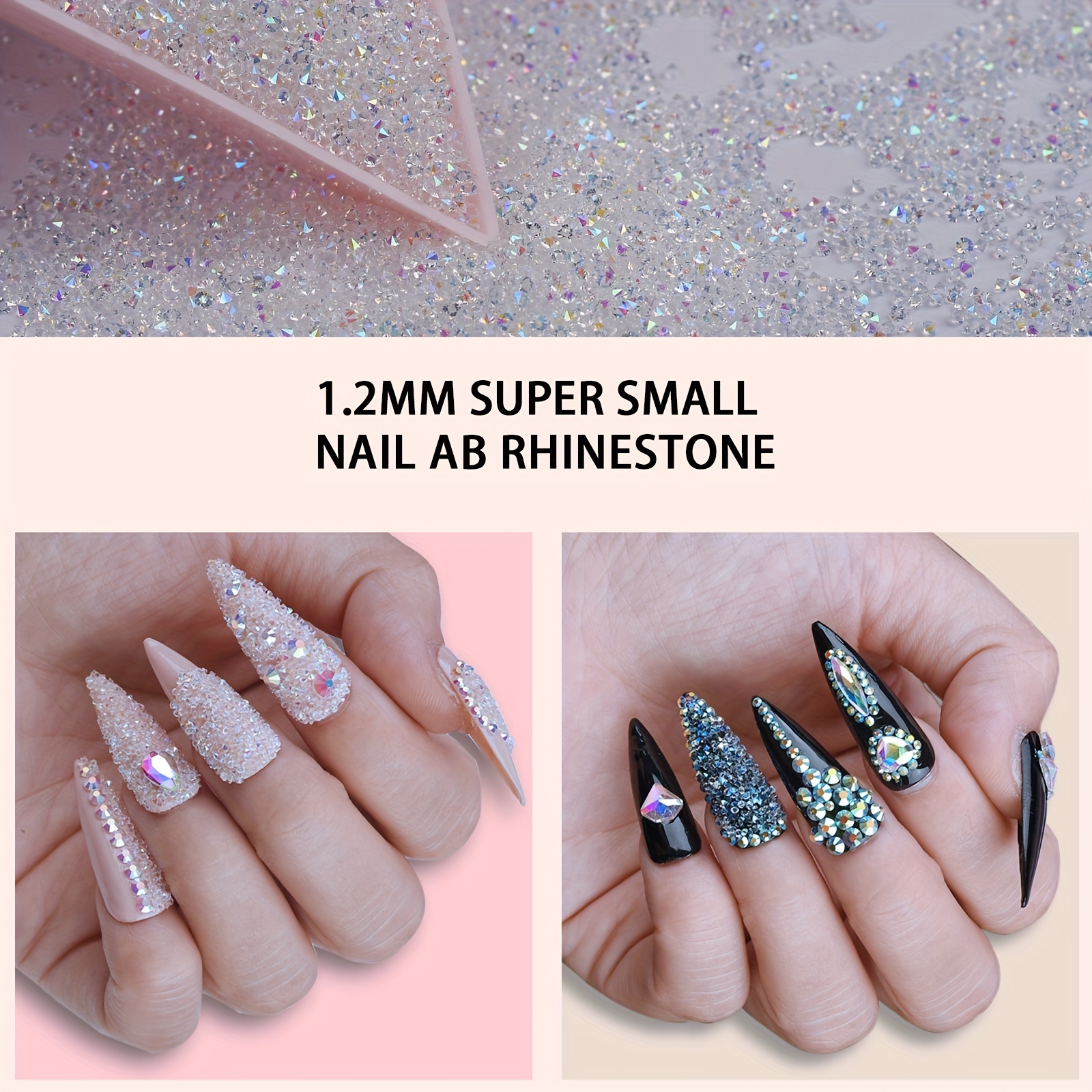 12000Pcs 1.2mm Glass Nail Art Rhinestones--Elf Beads Nail Crystal Small  Rhinestones--Miniature Nail Glitter Beads Tiny Jewelry--Nail Charm  Accessories