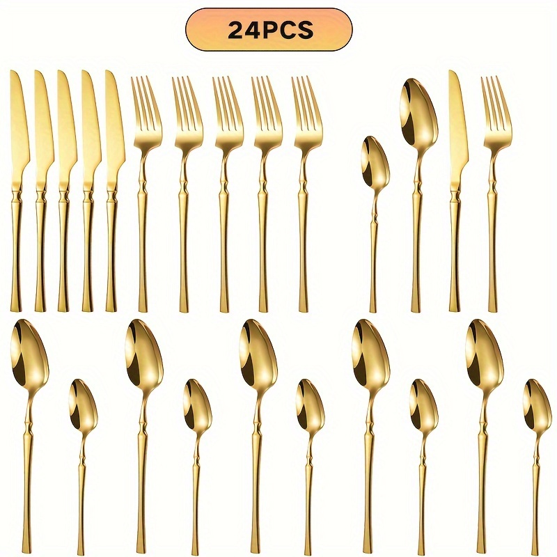 Set di posate in plastica oro da 32 pezzi coltelli usa e getta forchette  cucchiai festa di nozze -  Italia