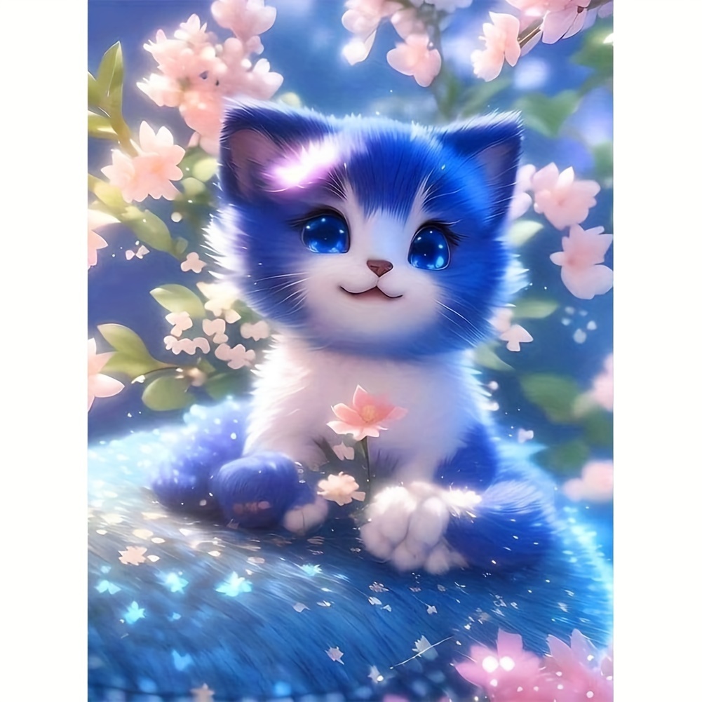 5d Diy Artificial Diamond Painting Cat Diamond Painting - Temu