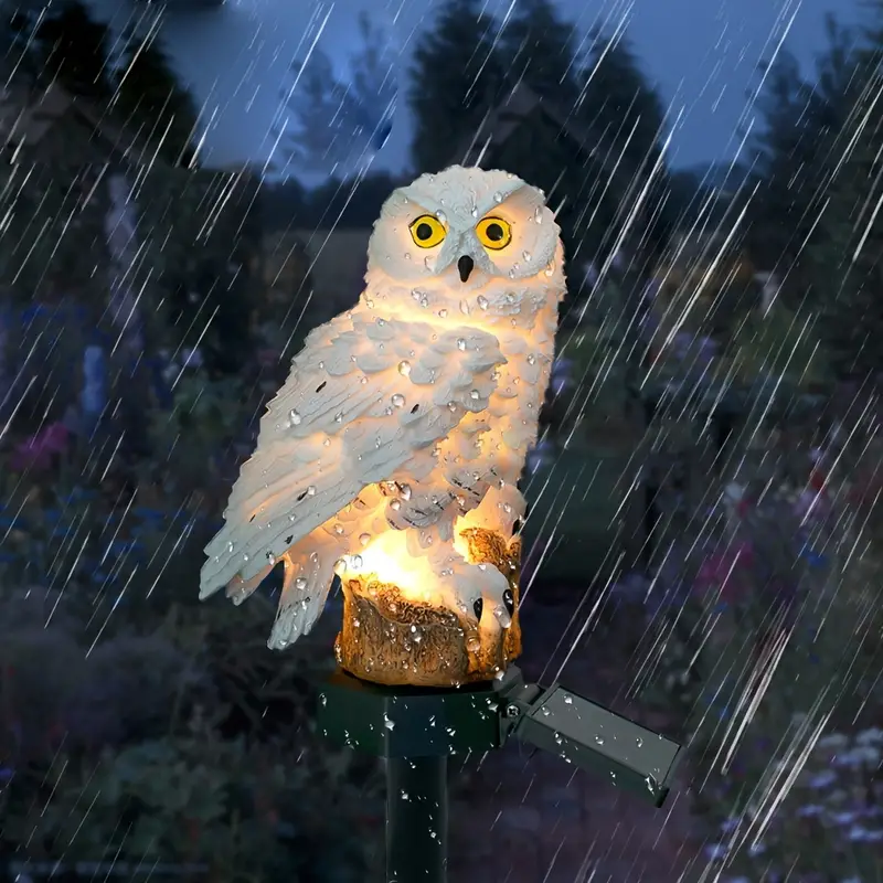 1pc solar lawn light resin owl shape landscape light outdoor waterproof led yard decorative light details 4