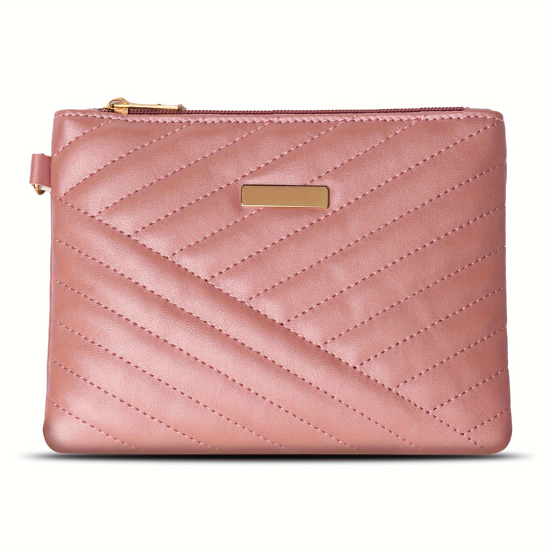 Strip Quilted Square Clutch Bag, Women's Pu Leather Coin Purse