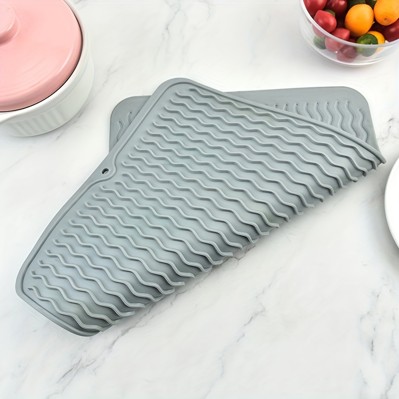 Drain Mat Silicone Wavy Draining Mat Drying Mat For Kitchen - Temu