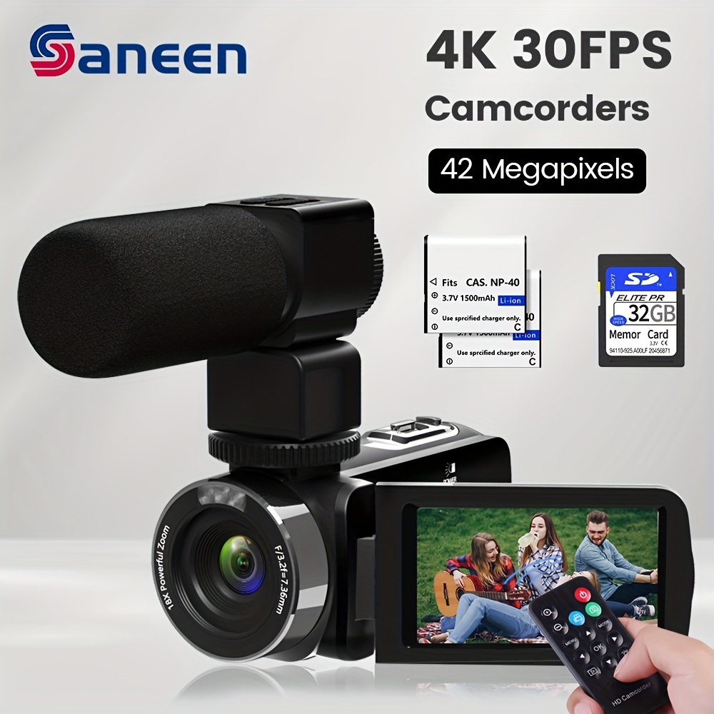 Videocámara de video 4K, cámara de vlogging de 56MP con WiFi, cámara de  pantalla táctil de rotación de 270° con visión nocturna IR Cámara de