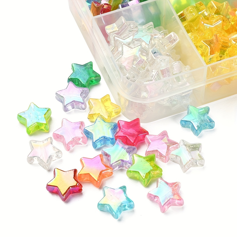 Bag Ab Color Star Shape Acrylic Beads Transparent Rainbow - Temu