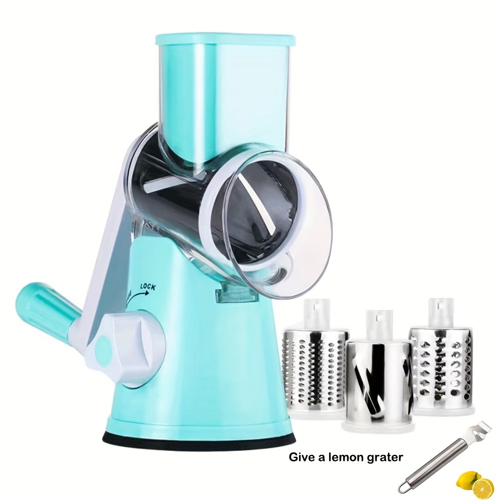 Vegetable Chopper, 3-In-1 Rotary Cheese Grater with Stainless Steel Roller  For Vegetable Fruit Nut 
