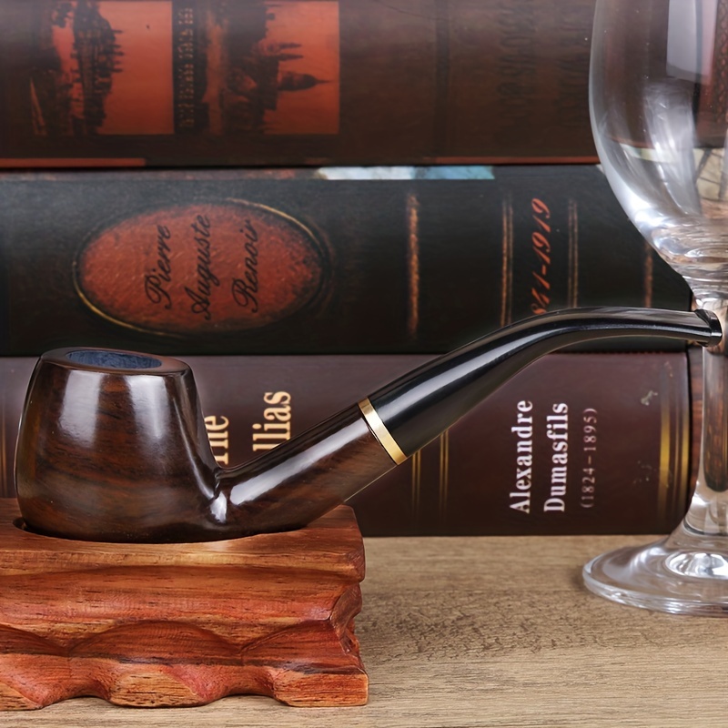 ·ξ Smoker Bent Type Ebonywooden Smoking Pipe With Metal And Wood