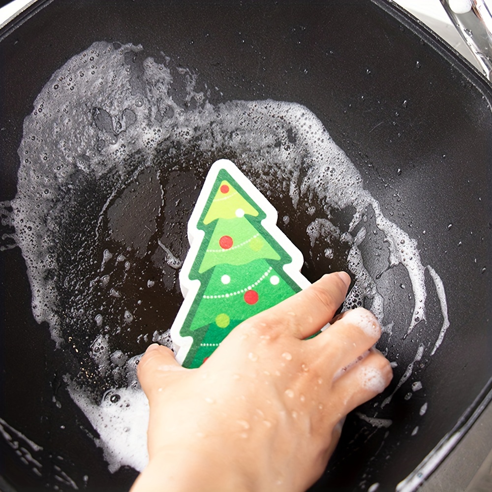 Christmas Cleaning Sponge Dish Scrubbing Brush Christmas - Temu