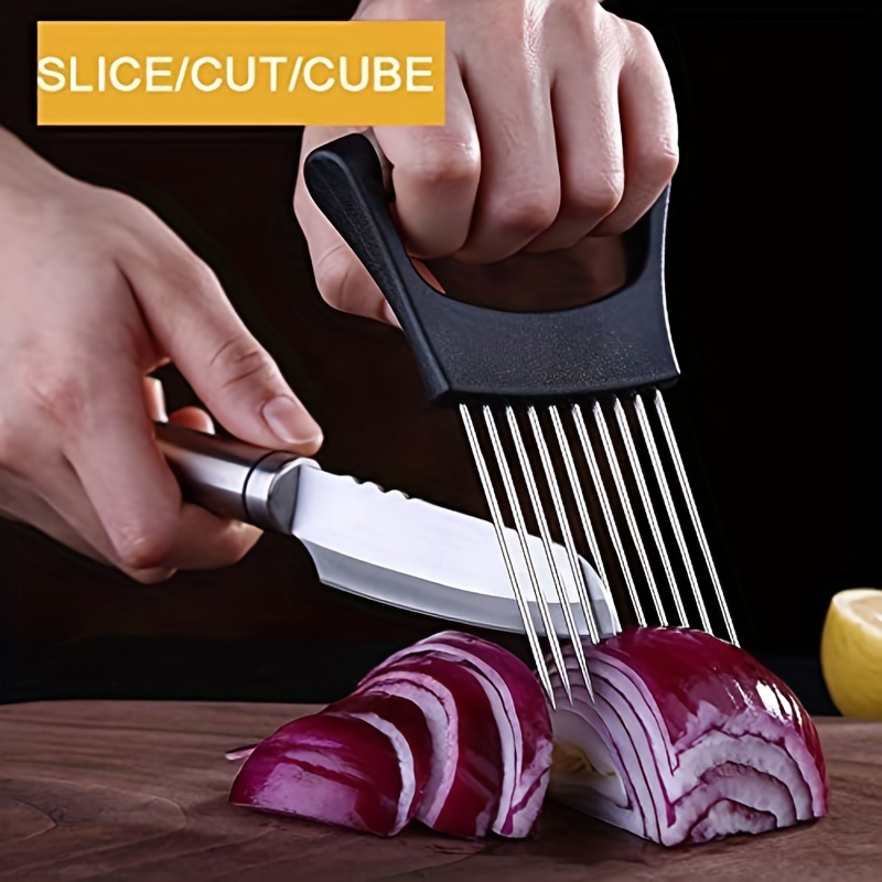 Onion Slicer Holder, Onion Holder For Slicing, Stainless Steel Onion Slicer  Cutter, Lemon Holder Slicer, Creative Onion Slicer Holder, Onion Slicer  Cutter For Steak Tendons, Household Gadget, Kitchen Tools - Temu