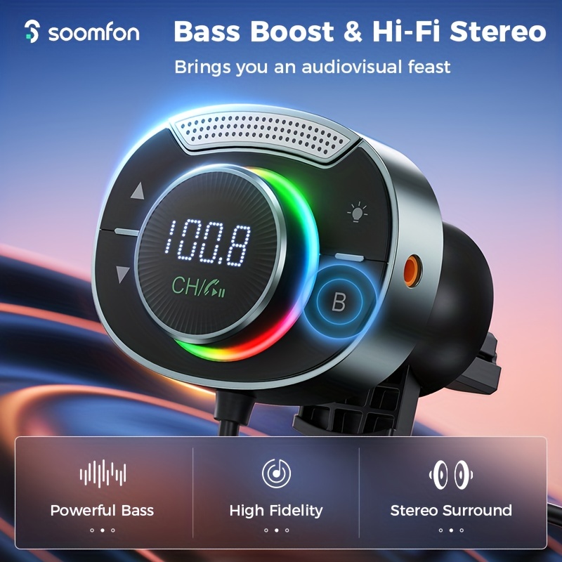 Car Wireless Transmitter Stronger Hi fi Bass Sound Pd qc3.0 - Temu