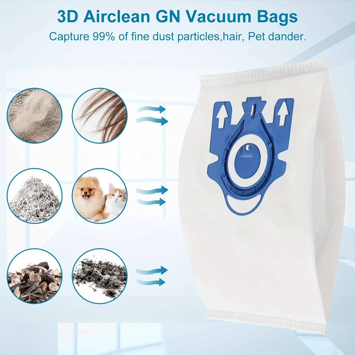  20 Pack 3D Airclean GN Vacuum Bags Compatible with