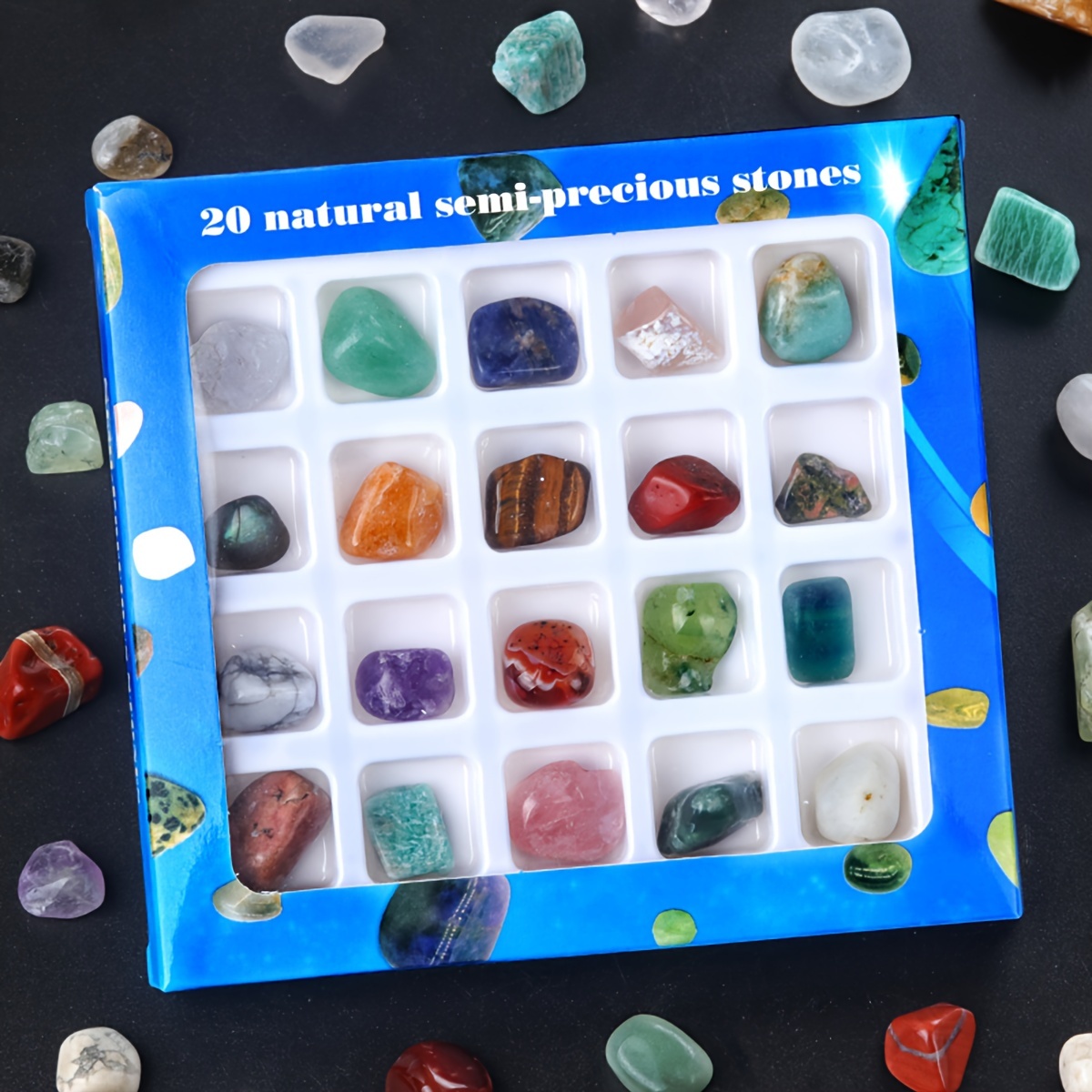 

20pcs/set Mini Natural Stones Gift Box, Natural Stone Ornaments For Science Education