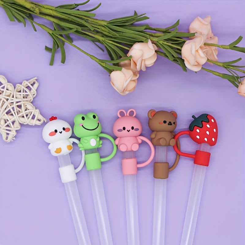 Straw Tips Cover, Reusable Straw Toppers, Cartoon Animals Straw Cover For  Stanley 30& Tumbler, Silicone Straw Topper For Stanley Cups, Decorative  Straw , For Party Favor Bags,birthday Party, Friends Gathering, Party  Supplies 