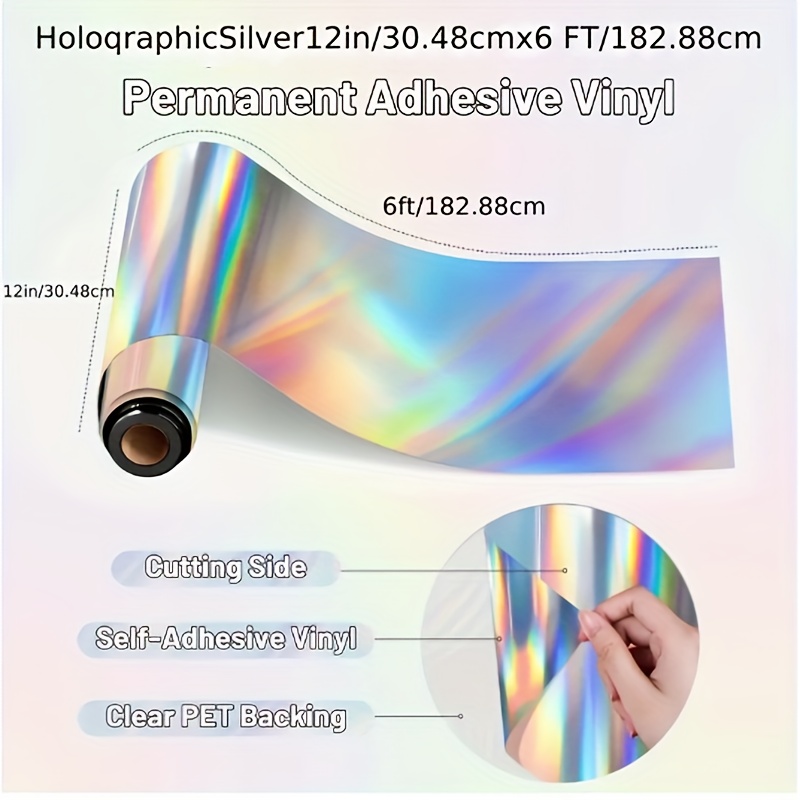 Holographic Silvery Pet Permanent Vinyl Adhesive Vinyl Roll - Temu