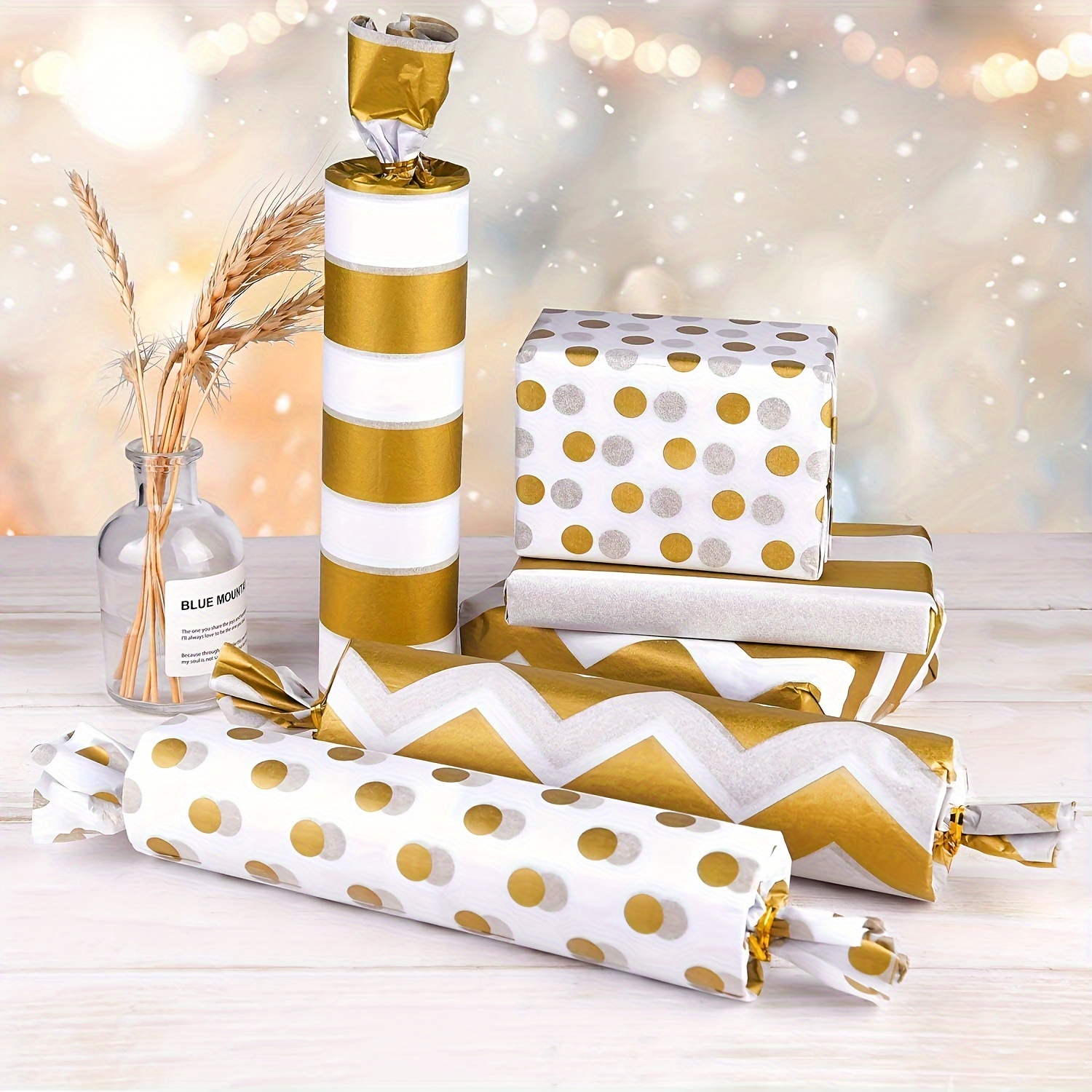 Black Golden Gift Wrapping Paper With Geometric Pattern Hot