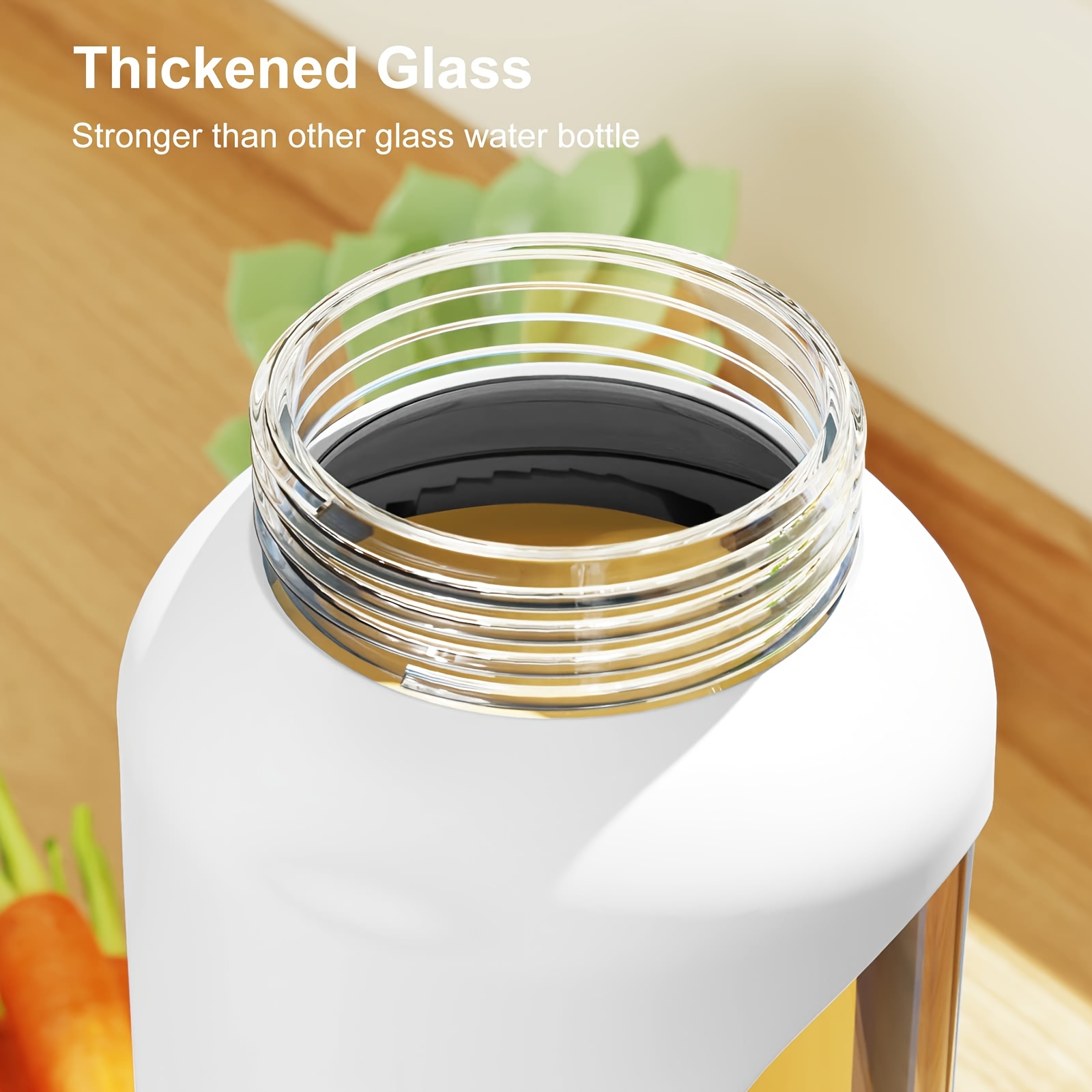 Reusable Glass Water Bottle With Anti Slip Cork Sleeve Cover, Leak