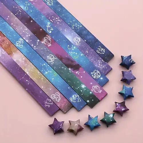 Rose Flower Pattern Origami Stars Paper Strips Double - Temu