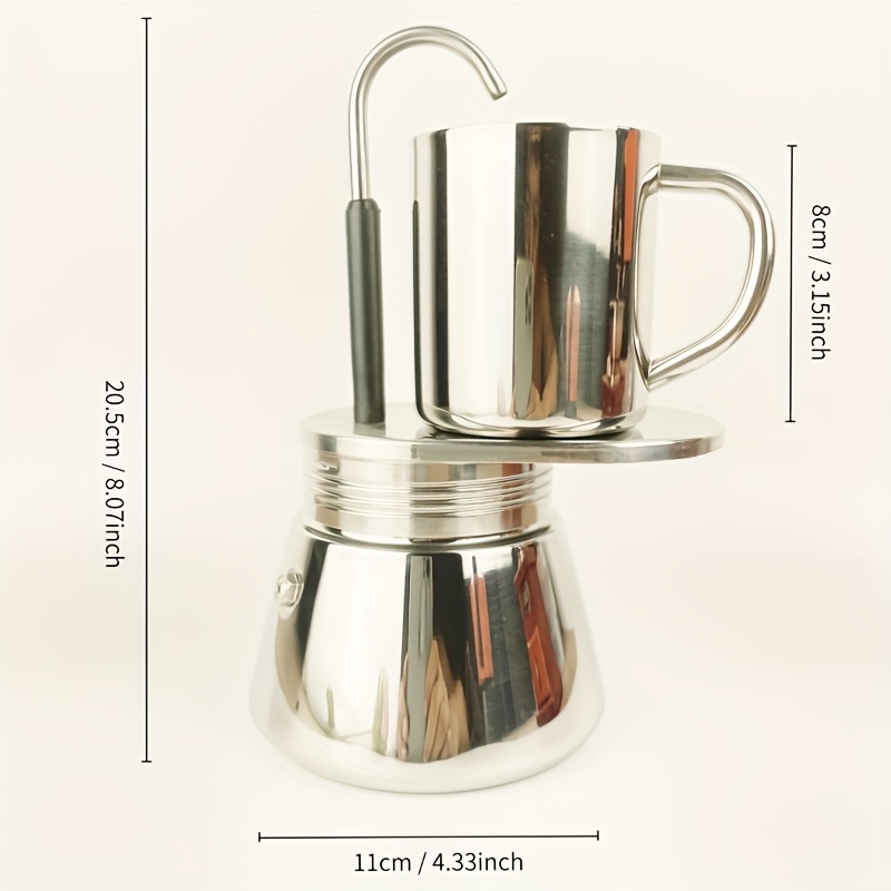 2 Cups Mini Espresso Maker Stainless Steel, Stovetop - Mini