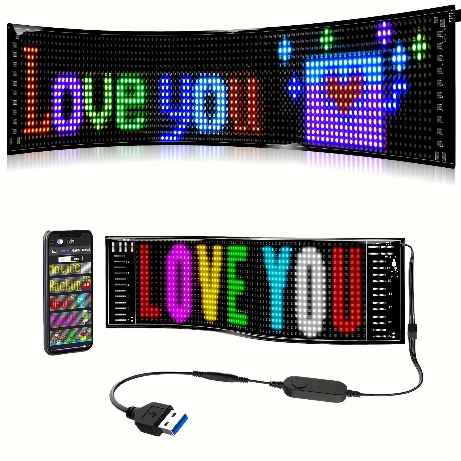 DIY Scrolling LED Sign Matrix Panel Screen Car Rear Window Sign Sticker LED  Light Smartphone App Control LED Car Sign Screen, For Home Decor Shop Car -  Temu Italy