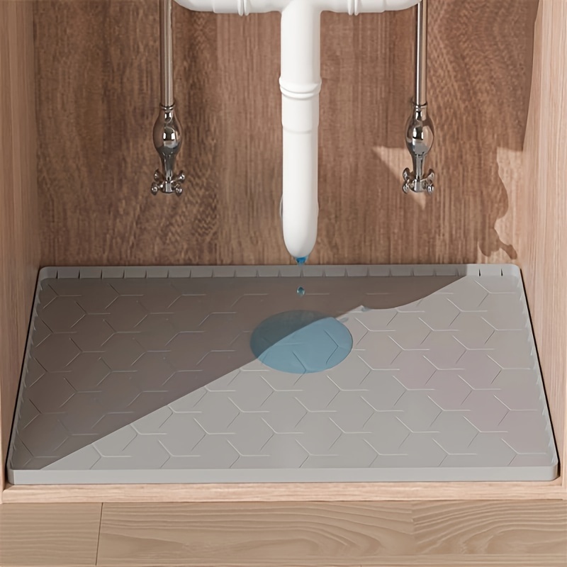 Under Sink Mat Kitchen Sink Cabinet Tray, 34 x 22 Silicone Waterproof Under Sink