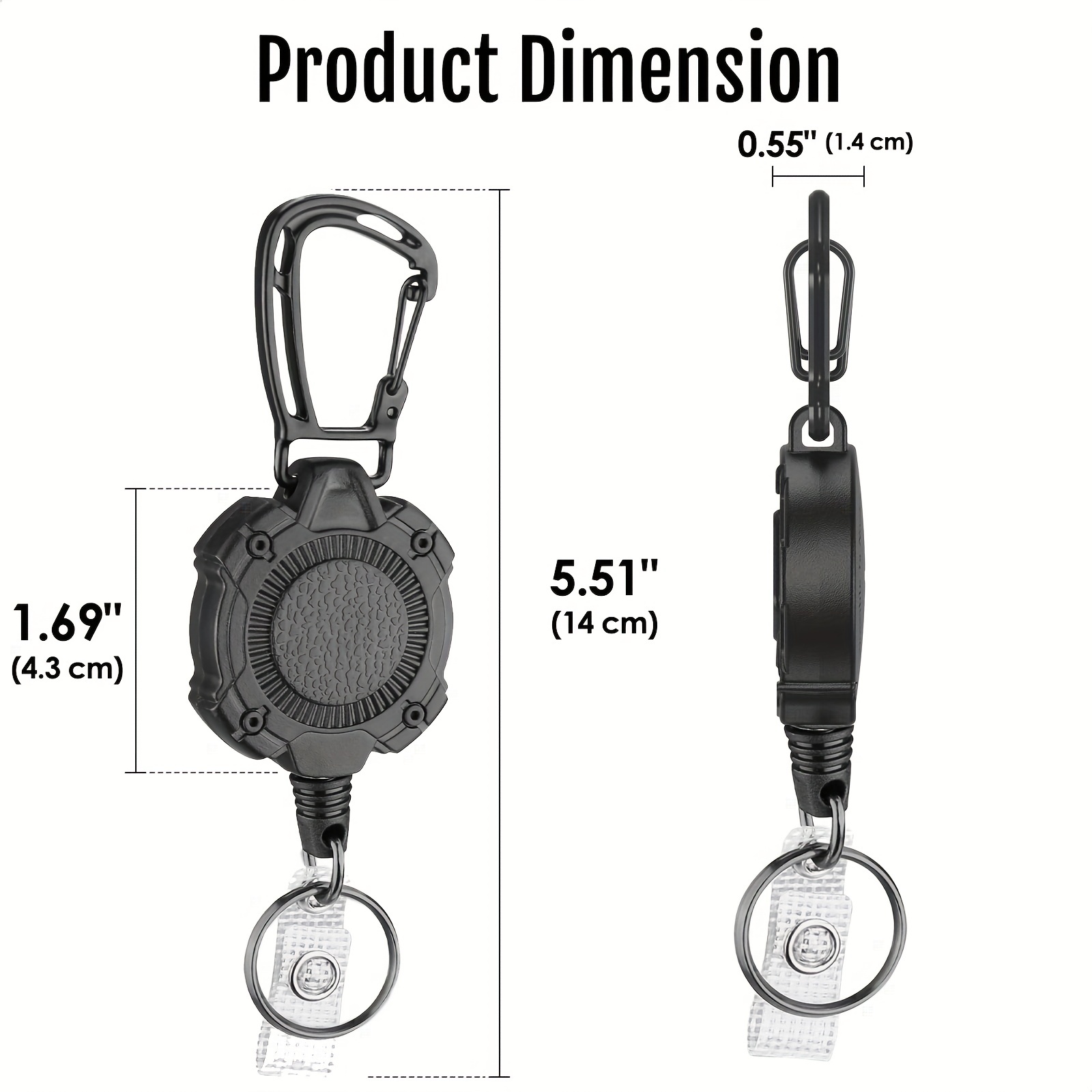 2 Pack Heavy Duty Retractable Badge Reels Metal Retractable Badge Holder  with Carabiner, Keychain, Belt Clip and Vertical ID Card Holders 27.5  Steel