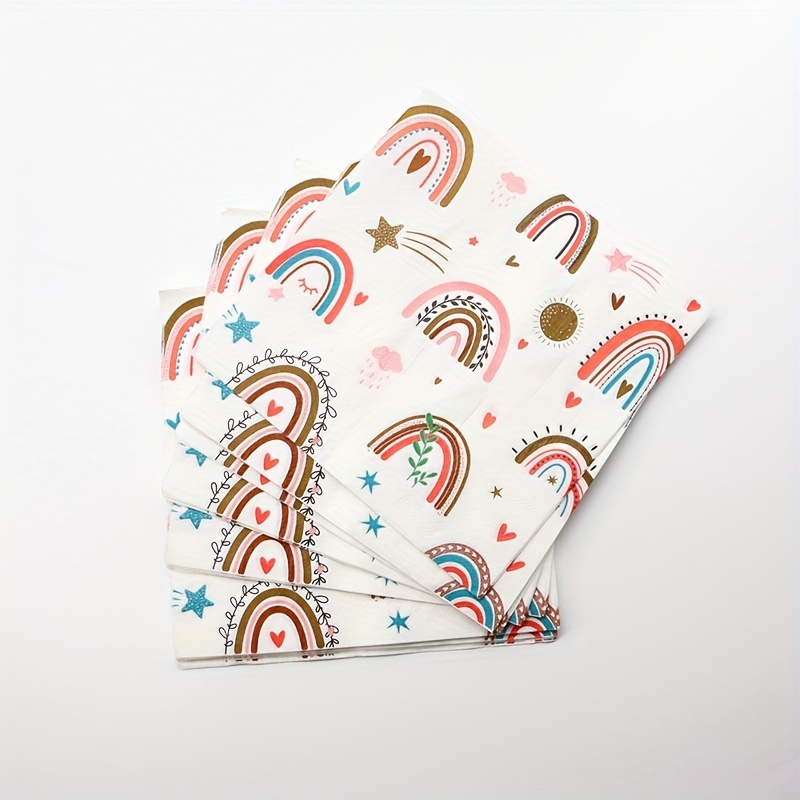 Rainbow Paper Napkins, Rainbow Birthday Party Decorations Birthday