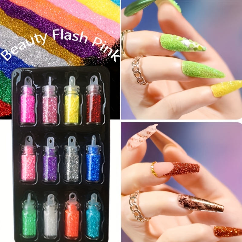Holographic Glitter Nails Fine Glitter Powder Nail Designs - Temu