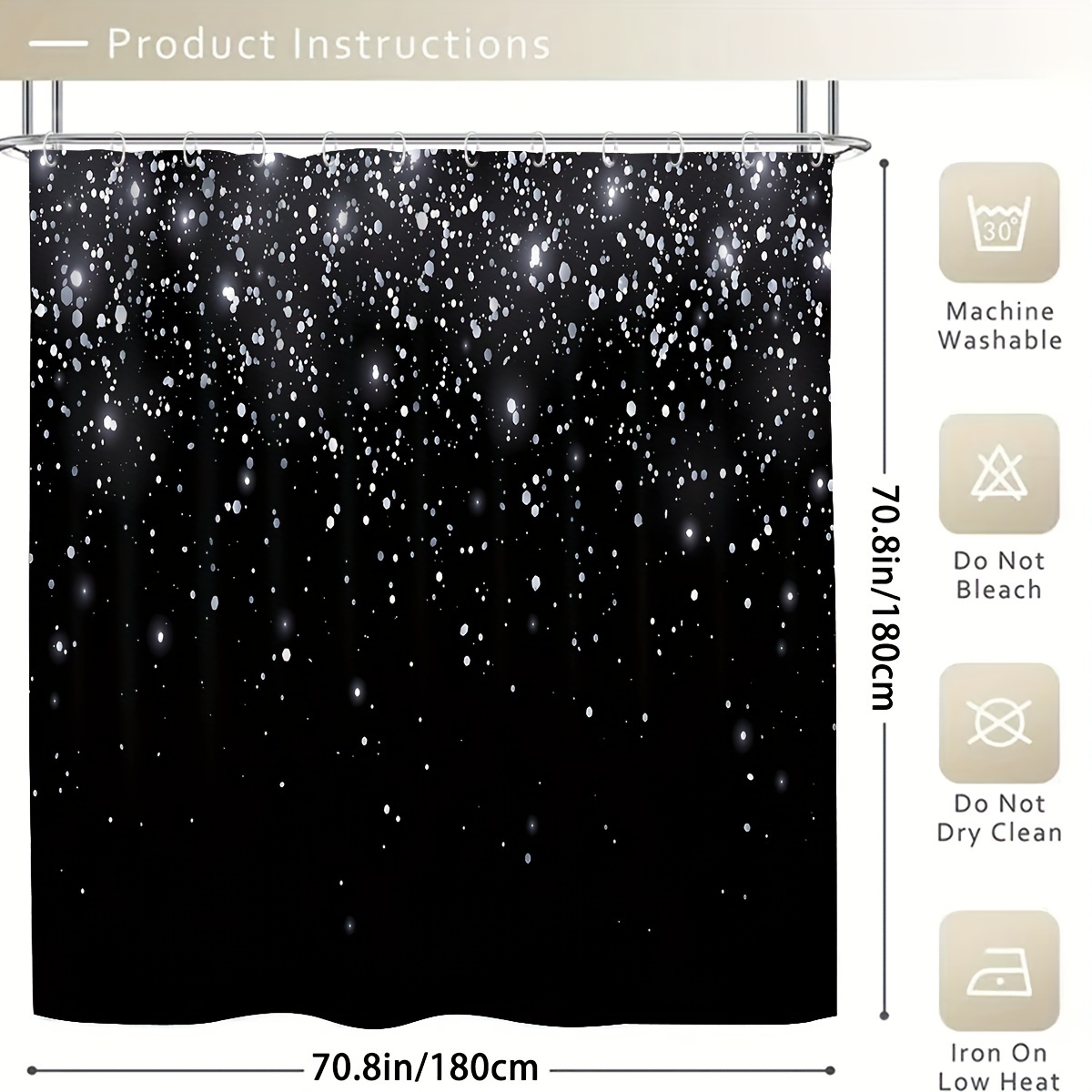 Shiny Black Shower Curtain Set, Bathroom Rug, U-shape Mat, Toilet Lid Pad,  Water-resistant Curtain Including 12 Hooks, Modern Bathroom Decorations, Bathroom  Accessories - Temu