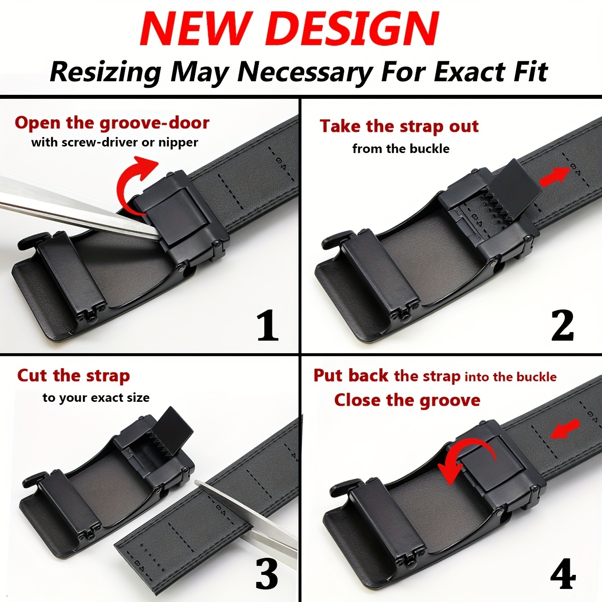 Mens Designer Belts Leather Fashion Ratchet Belt with Automatic Slide  Buckle at  Men's Clothing store