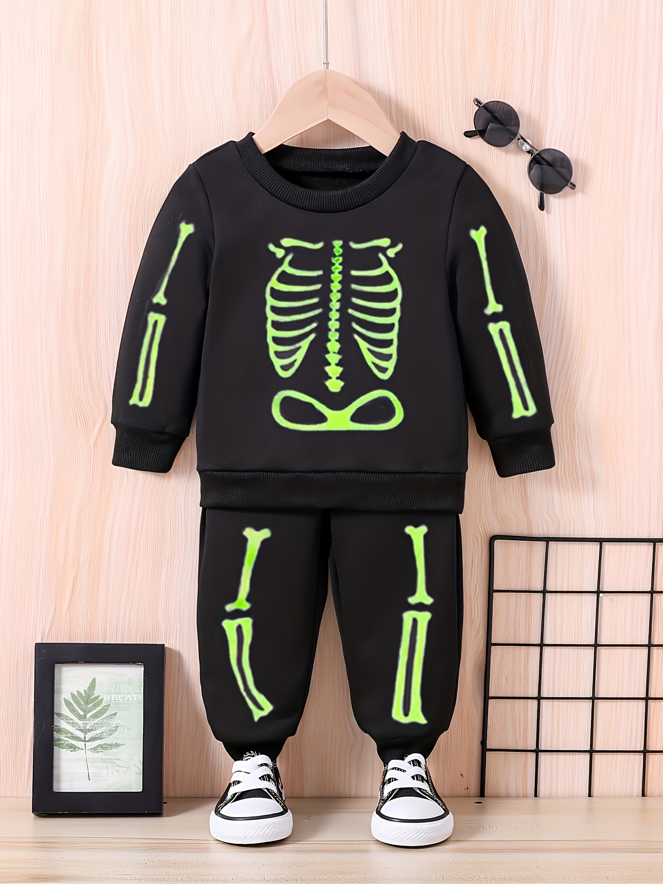 Halloween Costume Skeleton Bodysuit Hoodies, Fluorescent Vampire