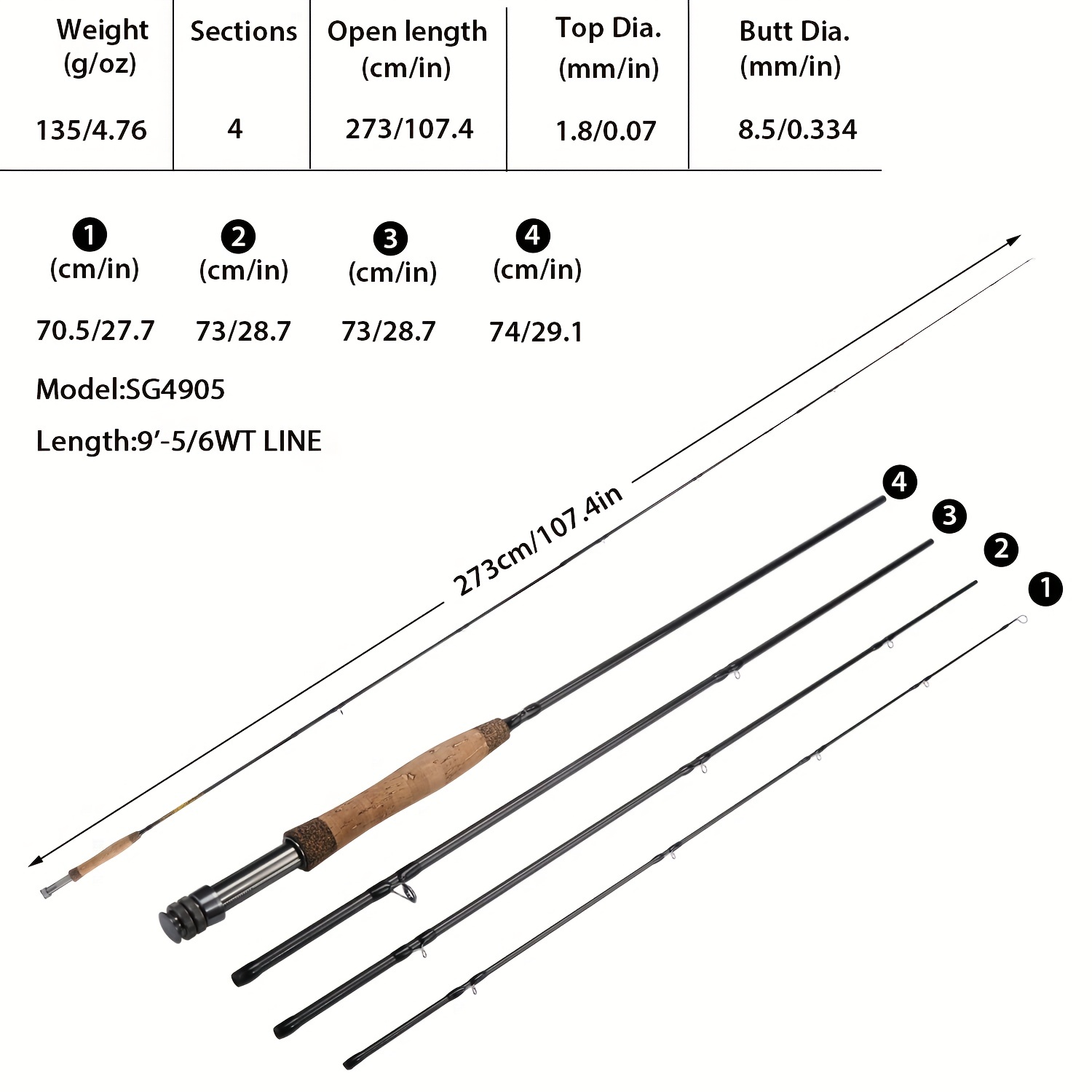 Sougayilang 5/6wt Fly Fishing Rod Lightweight Ultra portable - Temu Japan