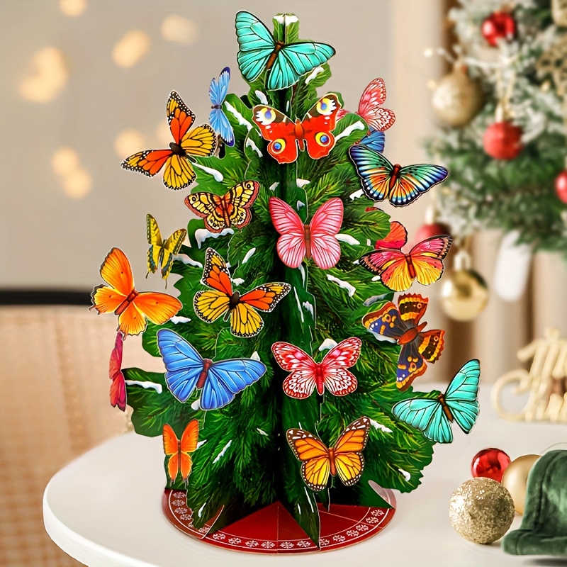 3d Pop Up Christmas Tree Detachable Bird Butterfly Penguin - Temu