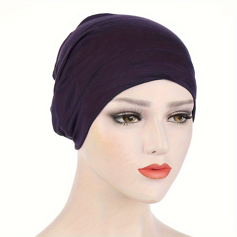 Minimalist Monochrome Undercap Thin Breathable Stretchy Turban, Head Scarf Hat Stylish Non-Slip Inner Hijab Temu