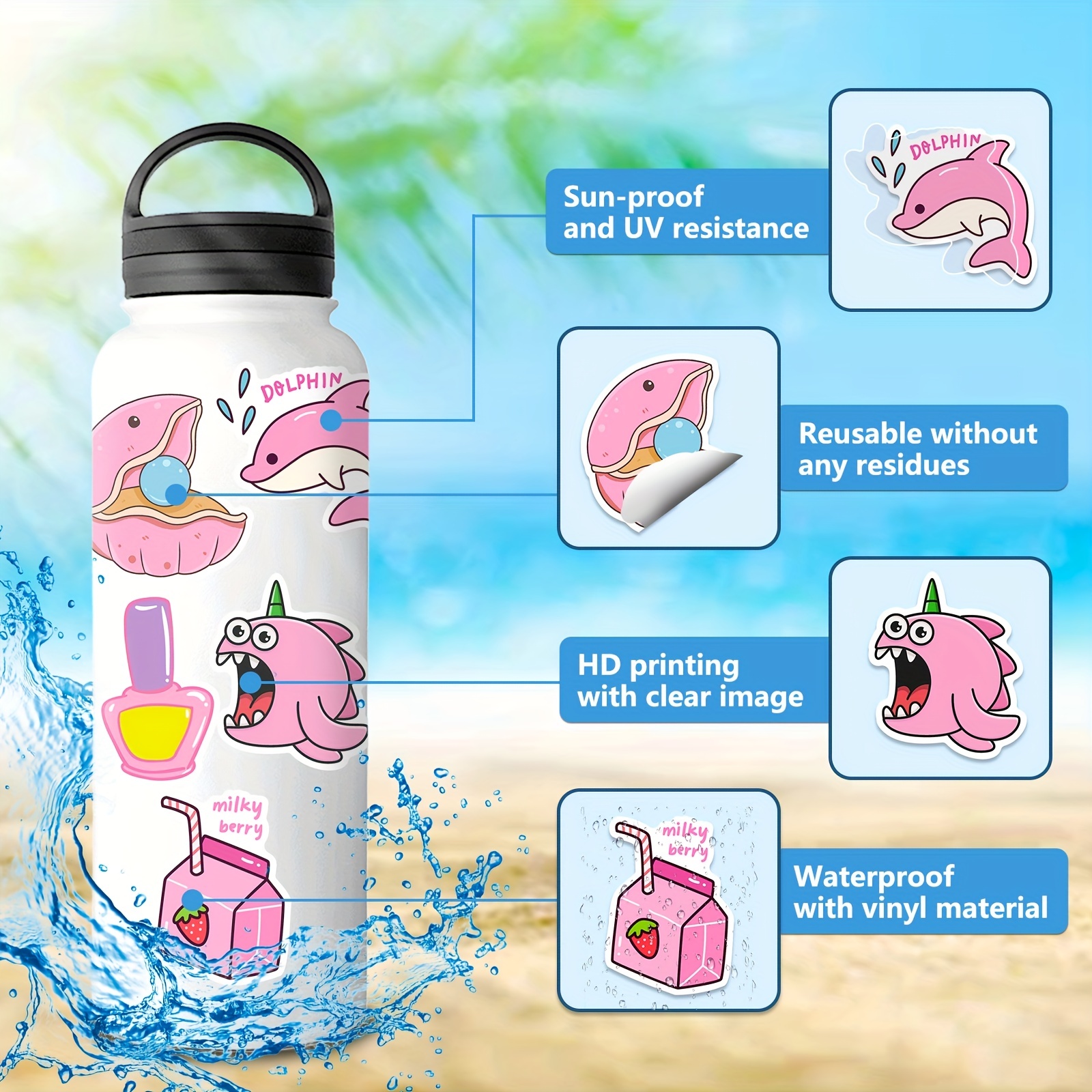 Water Bottle Pink Aesthetic Sticker