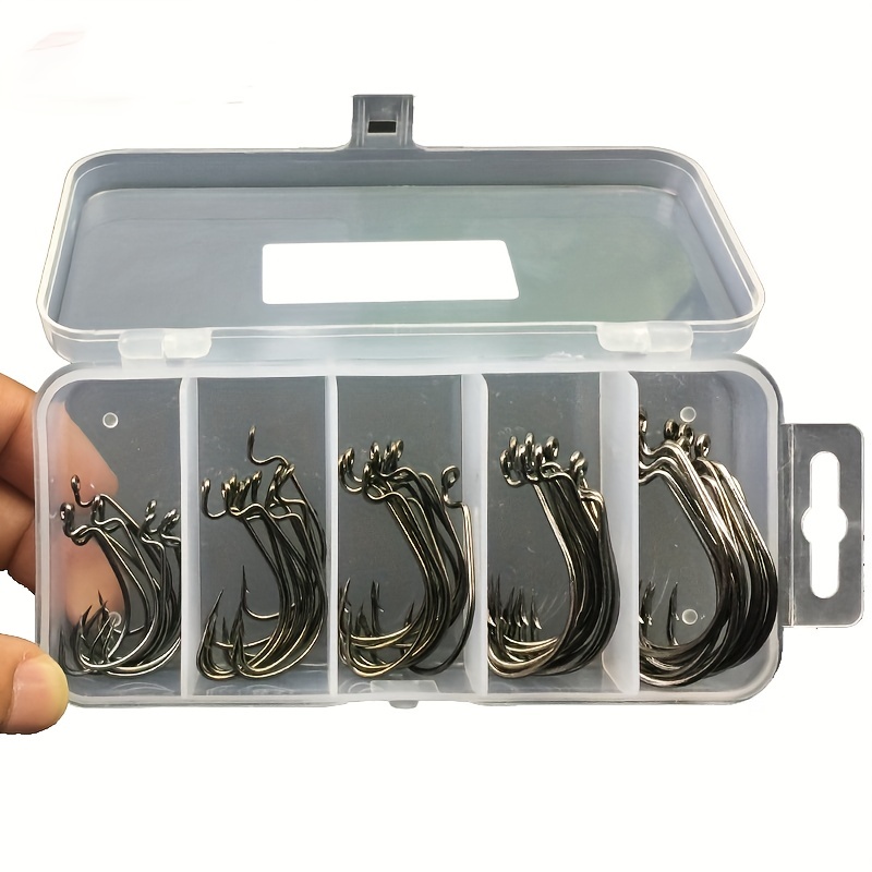 50/100pcs Premium Texas Rig Worm Hooks - Offset Design for Maximum Hookups  - Ideal for Bass Fishing and Other Freshwater Species