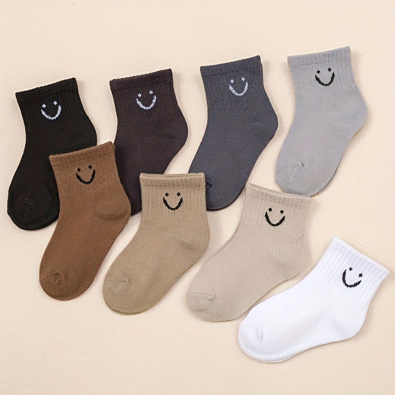 5-Pack Boys' Cartoon joyful Face Socks - Soft Polyester All-Season Comfort, Assorted Neutral Colors for Casual Attire & Play, Playful Socks | Playful Design | Soft Polyester Socks, Funny Socks