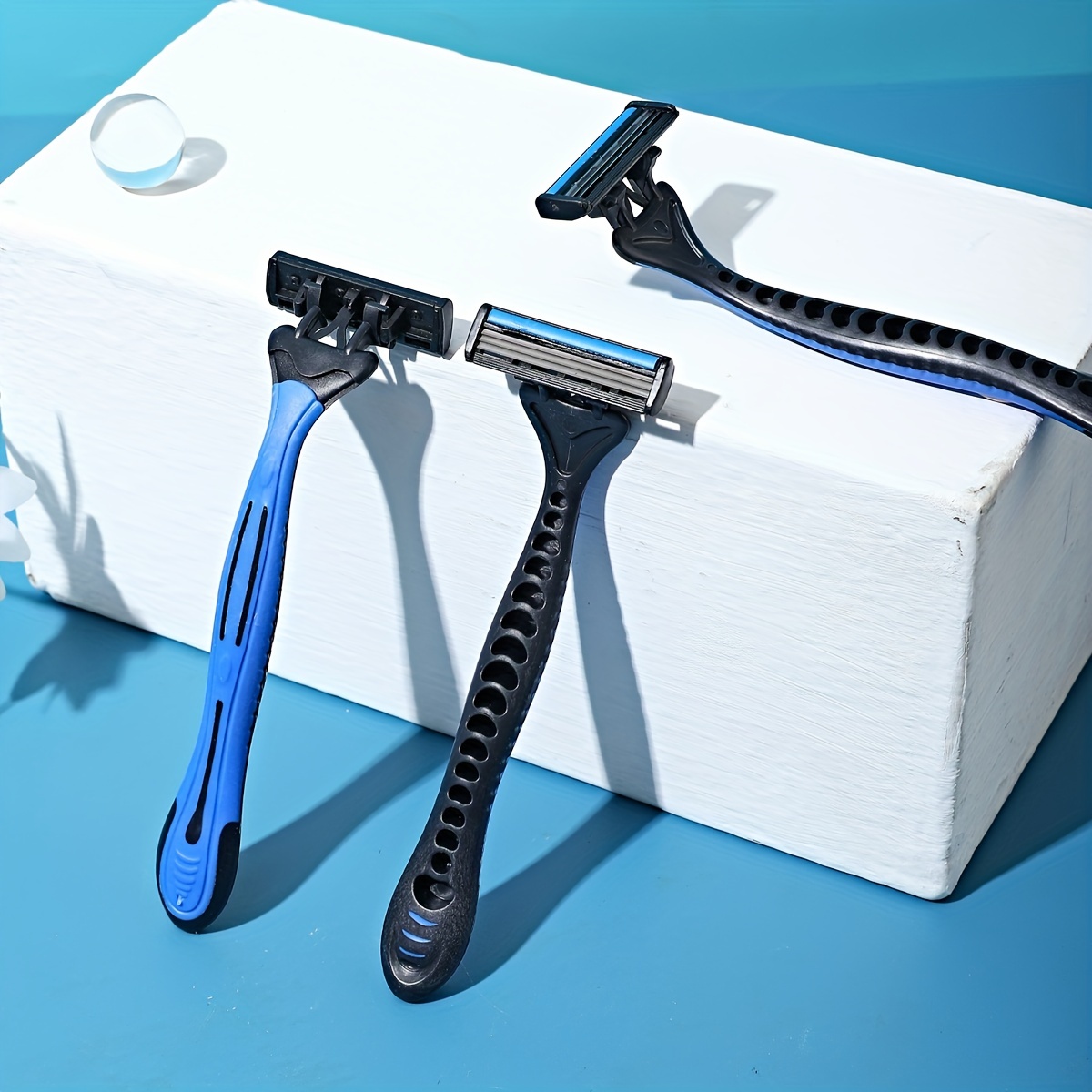 3PCS Men Razor Set, Stainless Steel Blades, Pivoting Head, Aloe Strip