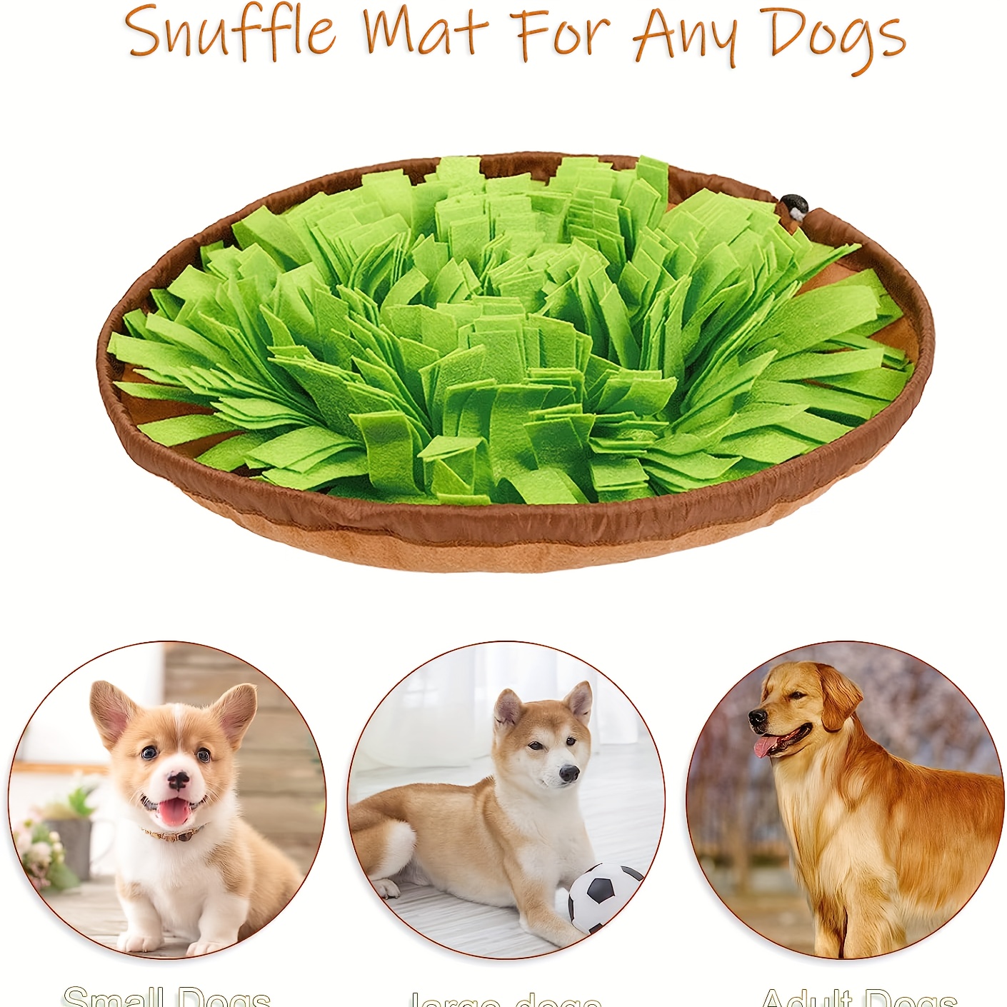 Dog Snuffle Mat, Dog Feeding Mat Small/Large Dog Training Pad Pet Nose Work Blanket Non Slip Pet Activity Mat for Foraging Skill, Size: 1 PC, Bronze