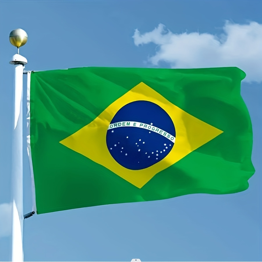 Brazilian Flag 3x5 Ft, Embroidery Brazil Brasil Bandeira Do National Flags  with 2 Brass Grommets, Heavy Duty Polyester Outdoor Banner