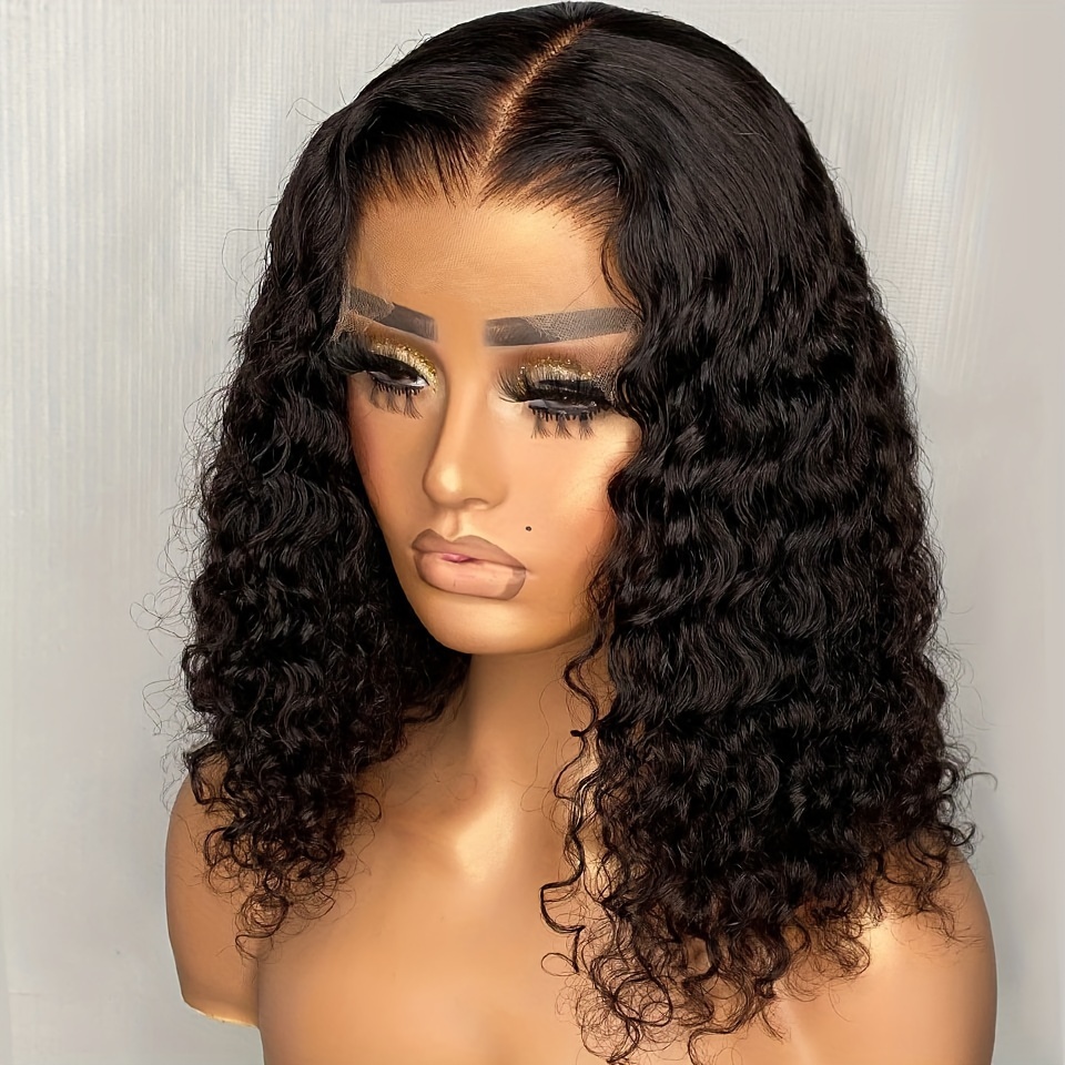 Deep Wave Lace Front Human Hair Wigs 150% Density 13x4 Hd - Temu