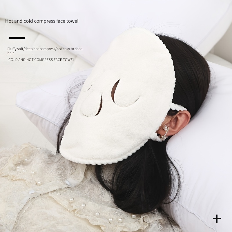 Depploo Lot de 2 serviettes de thérapie par la chaleur pour le visage,  masque à compression chaude, serviette pour le visage à vapeur chaude et  froide, réutilisable, défroisseur vapeur hydratant pour 